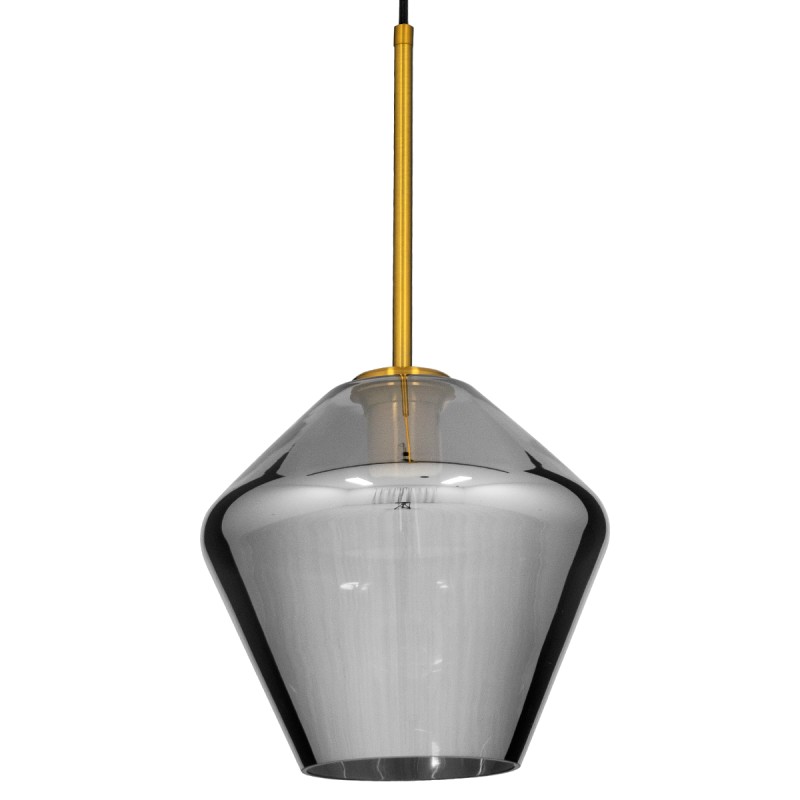 GLOBOSTAR® AMARIS 00872 Μοντέρνο Κρεμαστό Φωτιστικό Οροφής με Ντουί 1 x E27 AC 220-240V IP20 - Χρυσό Πλατίνα & Μαύρο Φιμέ - Μ22 x Π22 x Y22cm