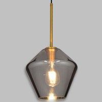 GLOBOSTAR® AMARIS 00872 Μοντέρνο Κρεμαστό Φωτιστικό Οροφής με Ντουί 1 x E27 AC 220-240V IP20 - Χρυσό Πλατίνα & Μαύρο Φιμέ - Μ22 x Π22 x Y22cm