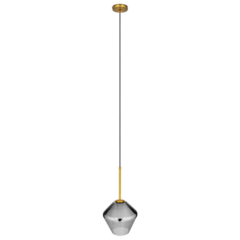 GLOBOSTAR® AMARIS 00872 Μοντέρνο Κρεμαστό Φωτιστικό Οροφής με Ντουί 1 x E27 AC 220-240V IP20 - Χρυσό Πλατίνα & Μαύρο Φιμέ - Μ22 x Π22 x Y22cm