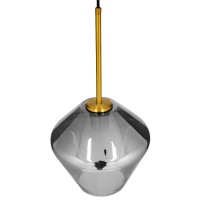 GLOBOSTAR® AMARIS 00872 Μοντέρνο Κρεμαστό Φωτιστικό Οροφής με Ντουί 1 x E27 AC 220-240V IP20 - Χρυσό Πλατίνα & Μαύρο Φιμέ - Μ22 x Π22 x Y22cm
