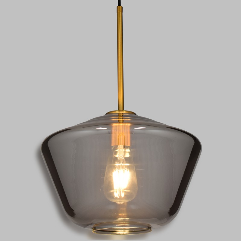GLOBOSTAR® AMARIS 00873 Μοντέρνο Κρεμαστό Φωτιστικό Οροφής με Ντουί 1 x E27 AC 220-240V IP20 - Χρυσό Πλατίνα & Μαύρο Φιμέ - Μ30 x Π30 x Y22cm