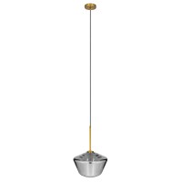 GLOBOSTAR® AMARIS 00873 Μοντέρνο Κρεμαστό Φωτιστικό Οροφής με Ντουί 1 x E27 AC 220-240V IP20 - Χρυσό Πλατίνα & Μαύρο Φιμέ - Μ30 x Π30 x Y22cm