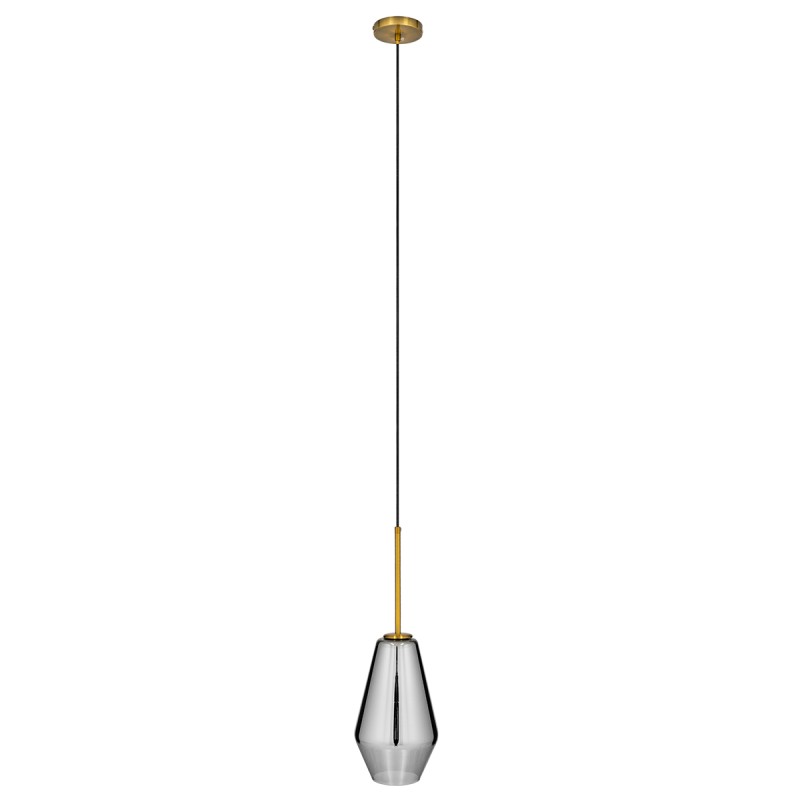GLOBOSTAR® AMARIS 00874 Μοντέρνο Κρεμαστό Φωτιστικό Οροφής με Ντουί 1 x E27 AC 220-240V IP20 - Χρυσό Πλατίνα & Μαύρο Φιμέ - Μ17 x Π17 x Υ30cm