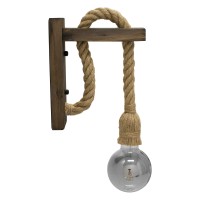 GLOBOSTAR® KENSI 00883 Boho Φωτιστικό Τοίχου - Απλίκα με Ντουί 1 x E27 AC 220-240V IP20 - Καφέ & Μπεζ - Μ7 x Π19 x Υ28cm
