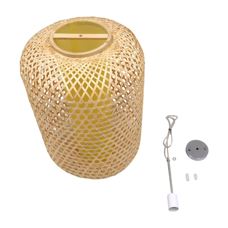 GLOBOSTAR® MAURITIUS 00901 Boho Κρεμαστό Φωτιστικό Οροφής με Ντουί 1 x E27 AC 220-240V IP20 - Μπεζ - Μ40 x Π40 x Υ60cm