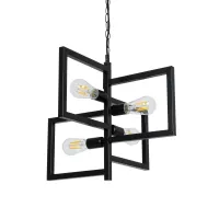 GLOBOSTAR® LOOP 00904 Μοντέρνο Κρεμαστό Φωτιστικό Οροφής με Ντουί 4 x E27 AC 220-240V IP20 - Μαύρο - Μ52 x Π52 x Υ42cm