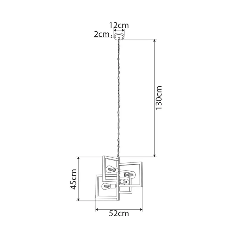GLOBOSTAR® LOOP 00904 Μοντέρνο Κρεμαστό Φωτιστικό Οροφής με Ντουί 4 x E27 AC 220-240V IP20 - Μαύρο - Μ52 x Π52 x Υ42cm