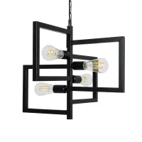 GLOBOSTAR® LOOP 00904 Μοντέρνο Κρεμαστό Φωτιστικό Οροφής με Ντουί 4 x E27 AC 220-240V IP20 - Μαύρο - Μ52 x Π52 x Υ42cm