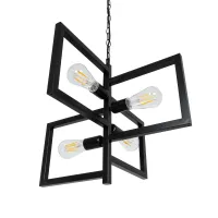 GLOBOSTAR® LOOP 00904 Μοντέρνο Κρεμαστό Φωτιστικό Οροφής με Ντουί 4 x E27 AC 220-240V IP20 - Μαύρο - Μ52 x Π52 x Υ42cm