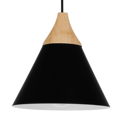 GLOBOSTAR® SHADE 00906 Μοντέρνο Κρεμαστό Φωτιστικό Οροφής με Ντουί 1 x E27 AC 220-240V IP20 - Μαύρο & Μπεζ - Μ23 x Π23 x Υ22cm