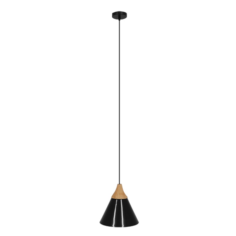 GLOBOSTAR® SHADE 00906 Μοντέρνο Κρεμαστό Φωτιστικό Οροφής με Ντουί 1 x E27 AC 220-240V IP20 - Μαύρο & Μπεζ - Μ23 x Π23 x Υ22cm