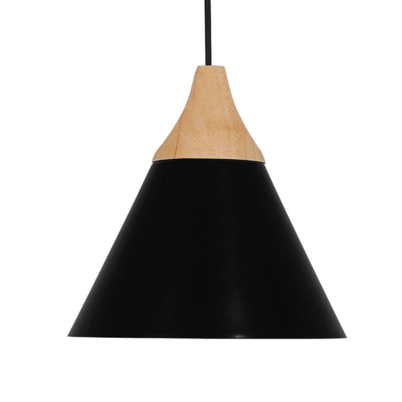 GLOBOSTAR® SHADE 00906 Μοντέρνο Κρεμαστό Φωτιστικό Οροφής με Ντουί 1 x E27 AC 220-240V IP20 - Μαύρο & Μπεζ - Μ23 x Π23 x Υ22cm