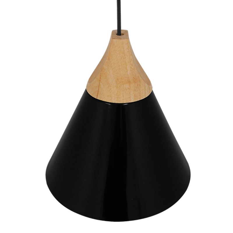 GLOBOSTAR® SHADE 00906 Μοντέρνο Κρεμαστό Φωτιστικό Οροφής με Ντουί 1 x E27 AC 220-240V IP20 - Μαύρο & Μπεζ - Μ23 x Π23 x Υ22cm