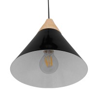 GLOBOSTAR® SHADE 00906 Μοντέρνο Κρεμαστό Φωτιστικό Οροφής με Ντουί 1 x E27 AC 220-240V IP20 - Μαύρο & Μπεζ - Μ23 x Π23 x Υ22cm