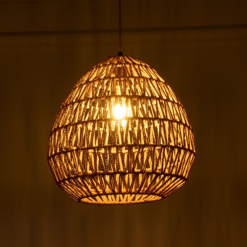 GLOBOSTAR® JJENSON 00911 Boho Κρεμαστό Φωτιστικό Οροφής με Ντουί 1 x E27 AC 220-240V IP20 - Μπεζ - Μ35 x Π35 x Υ35cm