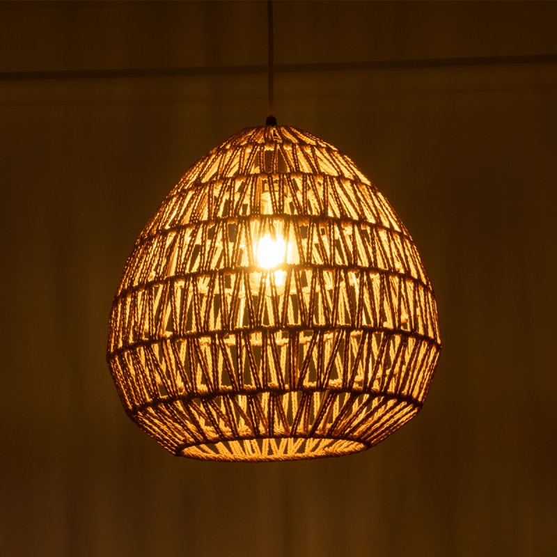 GLOBOSTAR® JJENSON 00911 Boho Κρεμαστό Φωτιστικό Οροφής με Ντουί 1 x E27 AC 220-240V IP20 - Μπεζ - Μ35 x Π35 x Υ35cm