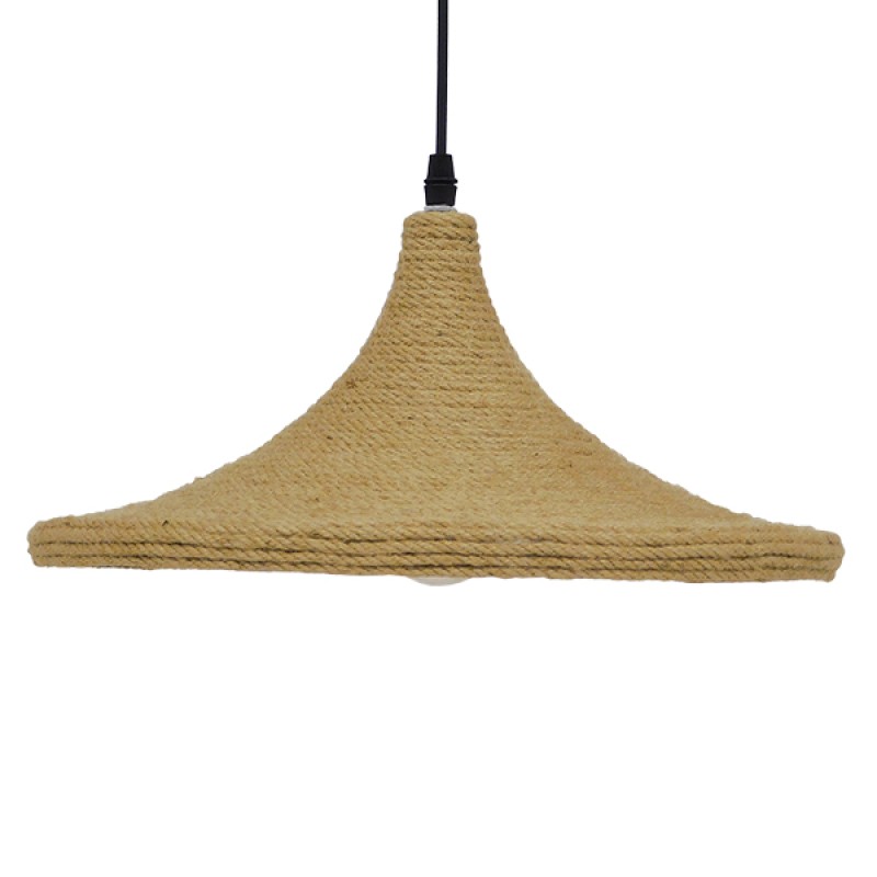 GLOBOSTAR® SHANGHAI ROPE 00917 Boho Κρεμαστό Φωτιστικό Οροφής με Ντουί 1 x E27 AC 220-240V IP20 - Μπεζ - Μ37 x Π37 x Υ20cm