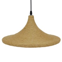 GLOBOSTAR® SHANGHAI ROPE 00917 Boho Κρεμαστό Φωτιστικό Οροφής με Ντουί 1 x E27 AC 220-240V IP20 - Μπεζ - Μ37 x Π37 x Υ20cm