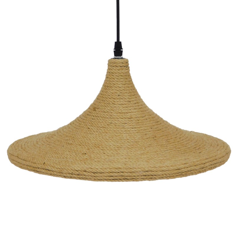 GLOBOSTAR® SHANGHAI ROPE 00917 Boho Κρεμαστό Φωτιστικό Οροφής με Ντουί 1 x E27 AC 220-240V IP20 - Μπεζ - Μ37 x Π37 x Υ20cm