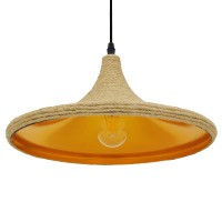 GLOBOSTAR® SHANGHAI ROPE 00917 Boho Κρεμαστό Φωτιστικό Οροφής με Ντουί 1 x E27 AC 220-240V IP20 - Μπεζ - Μ37 x Π37 x Υ20cm