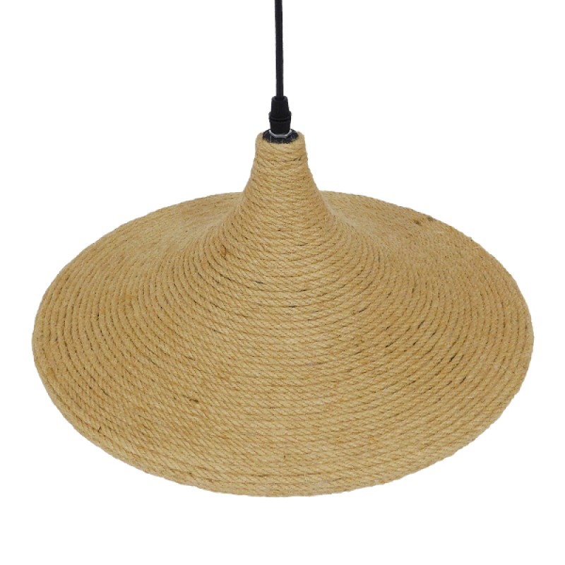 GLOBOSTAR® SHANGHAI ROPE 00917 Boho Κρεμαστό Φωτιστικό Οροφής με Ντουί 1 x E27 AC 220-240V IP20 - Μπεζ - Μ37 x Π37 x Υ20cm