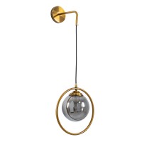 GLOBOSTAR® VIENNA 00923 Μοντέρνο Φωτιστικό Τοίχου - Απλίκα με Ντουί 1 x E27 AC 220-240V IP20 - Χρυσό & Μαύρο Φιμέ - Μ25 x Π23 x Υ27cm