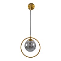 GLOBOSTAR® VIENNA 00923 Μοντέρνο Φωτιστικό Τοίχου - Απλίκα με Ντουί 1 x E27 AC 220-240V IP20 - Χρυσό & Μαύρο Φιμέ - Μ25 x Π23 x Υ27cm