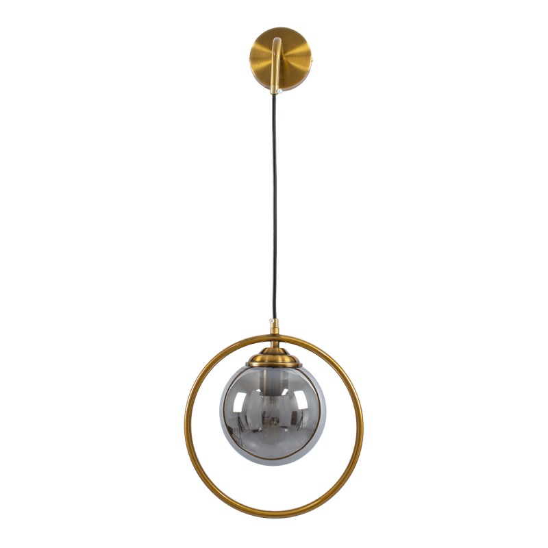 GLOBOSTAR® VIENNA 00923 Μοντέρνο Φωτιστικό Τοίχου - Απλίκα με Ντουί 1 x E27 AC 220-240V IP20 - Χρυσό & Μαύρο Φιμέ - Μ25 x Π23 x Υ27cm