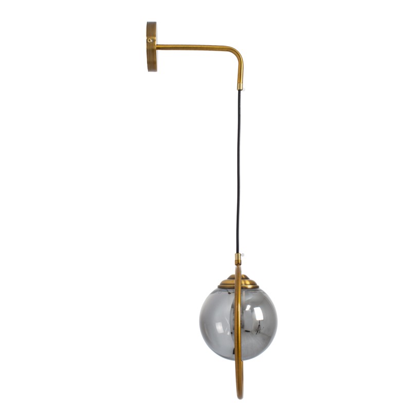 GLOBOSTAR® VIENNA 00923 Μοντέρνο Φωτιστικό Τοίχου - Απλίκα με Ντουί 1 x E27 AC 220-240V IP20 - Χρυσό & Μαύρο Φιμέ - Μ25 x Π23 x Υ27cm