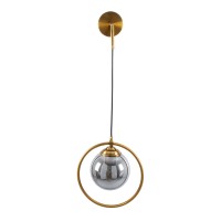 GLOBOSTAR® VIENNA 00923 Μοντέρνο Φωτιστικό Τοίχου - Απλίκα με Ντουί 1 x E27 AC 220-240V IP20 - Χρυσό & Μαύρο Φιμέ - Μ25 x Π23 x Υ27cm