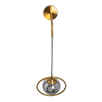 GLOBOSTAR® VIENNA 00923 Μοντέρνο Φωτιστικό Τοίχου - Απλίκα με Ντουί 1 x E27 AC 220-240V IP20 - Χρυσό & Μαύρο Φιμέ - Μ25 x Π23 x Υ27cm