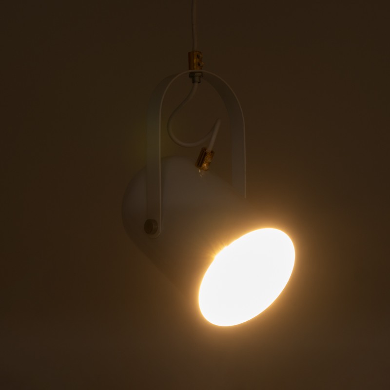 GLOBOSTAR® HAZEL 00924 Μοντέρνο Κρεμαστό Φωτιστικό Οροφής με Ντουί 1 x E27 AC 220-240V IP20 - Λευκό & Χρυσό - Μ12 x Π12 x Υ27cm