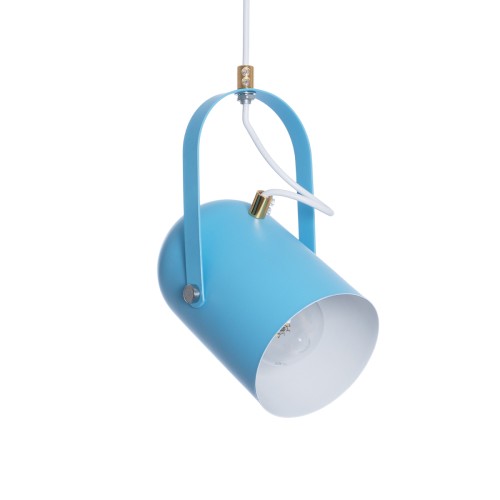 GLOBOSTAR® HAZEL 00927 Μοντέρνο Κρεμαστό Φωτιστικό Οροφής με Ντουί 1 x E27 AC 220-240V IP20 - Γαλάζιο & Χρυσό - Μ12 x Π12 x Υ27cm