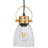 GLOBOSTAR® JAVER 00934 Vintage Κρεμαστό Φωτιστικό Οροφής με Ντουί 1 x E27 AC 220-240V IP20 - Διάφανο & Ροζ Χρυσό - Μ14.5 x Π14.5 x Υ28cm