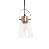 GLOBOSTAR® JAVER 00934 Vintage Κρεμαστό Φωτιστικό Οροφής με Ντουί 1 x E27 AC 220-240V IP20 - Διάφανο & Ροζ Χρυσό - Μ14.5 x Π14.5 x Υ28cm
