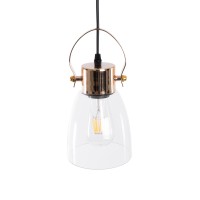 GLOBOSTAR® JAVER 00934 Vintage Κρεμαστό Φωτιστικό Οροφής με Ντουί 1 x E27 AC 220-240V IP20 - Διάφανο & Ροζ Χρυσό - Μ14.5 x Π14.5 x Υ28cm