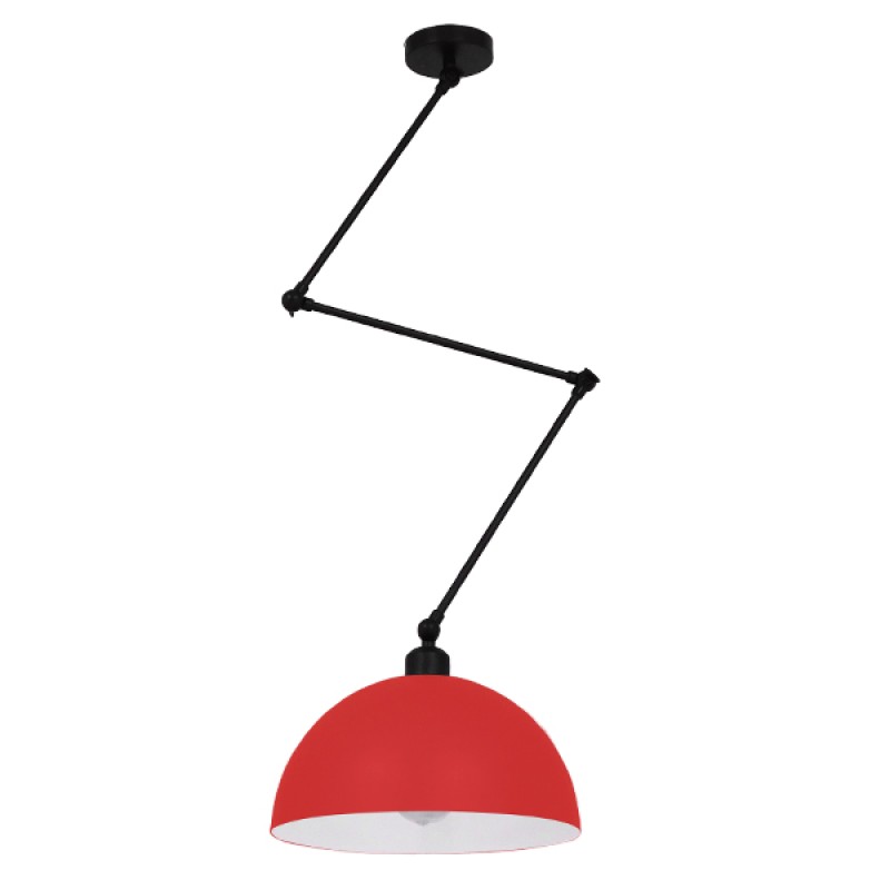 GLOBOSTAR® LOTUS 00938 Μοντέρνο Φωτιστικό Οροφής με Ντουί 1 x E27 AC 220-240V IP20 - Κόκκινο & Μαύρο - Μ30 x Π30 x Υ21cm