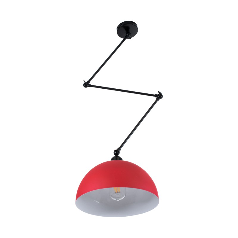 GLOBOSTAR® LOTUS 00938 Μοντέρνο Φωτιστικό Οροφής με Ντουί 1 x E27 AC 220-240V IP20 - Κόκκινο & Μαύρο - Μ30 x Π30 x Υ21cm