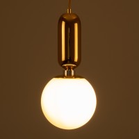 GLOBOSTAR® MAVERICK 00943 Μοντέρνο Κρεμαστό Φωτιστικό Οροφής με Ντουί 1 x E27 AC 220-240V IP20 - Χρυσό & Λευκό - Μ15 x Π15 x Υ33cm