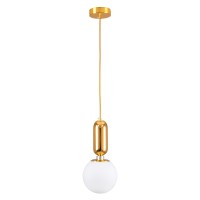 GLOBOSTAR® MAVERICK 00943 Μοντέρνο Κρεμαστό Φωτιστικό Οροφής με Ντουί 1 x E27 AC 220-240V IP20 - Χρυσό & Λευκό - Μ15 x Π15 x Υ33cm