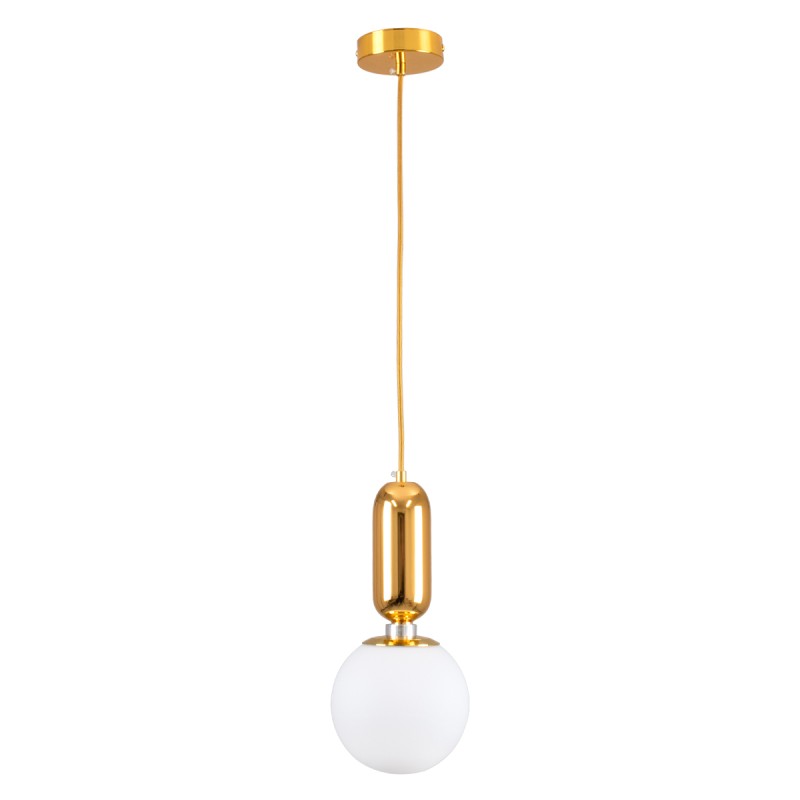 GLOBOSTAR® MAVERICK 00943 Μοντέρνο Κρεμαστό Φωτιστικό Οροφής με Ντουί 1 x E27 AC 220-240V IP20 - Χρυσό & Λευκό - Μ15 x Π15 x Υ33cm