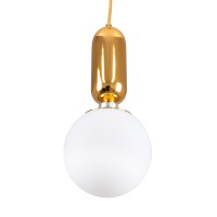 GLOBOSTAR® MAVERICK 00943 Μοντέρνο Κρεμαστό Φωτιστικό Οροφής με Ντουί 1 x E27 AC 220-240V IP20 - Χρυσό & Λευκό - Μ15 x Π15 x Υ33cm