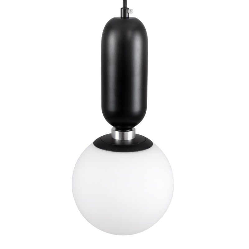 GLOBOSTAR® MAVERICK 00945 Μοντέρνο Κρεμαστό Φωτιστικό Οροφής με Ντουί 1 x E27 AC 220-240V IP20 - Μαύρο & Λευκό - Μ15 x Π15 x Υ33cm