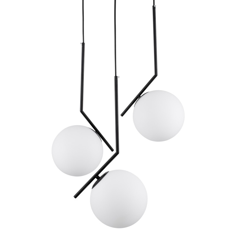 GLOBOSTAR® MONROE 00952 Μοντέρνο Κρεμαστό Φωτιστικό Οροφής με Ντουί 3 x E27 AC 220-240V IP20 - Μαύρο & Λευκό - Μ60 x Π60 x Υ50cm