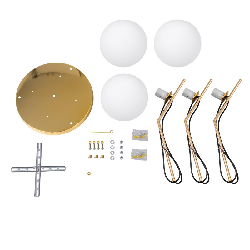 GLOBOSTAR® MONROE 00953 Μοντέρνο Κρεμαστό Φωτιστικό Οροφής με Ντουί 3 x E27 AC 220-240V IP20 - Χρυσό & Λευκό - Μ60 x Π60 x Υ50cm