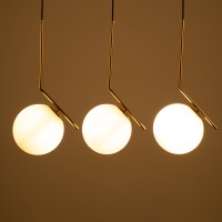 GLOBOSTAR® MONROE 00955 Μοντέρνο Κρεμαστό Φωτιστικό Οροφής με Ντουί 3 x E27 AC 220-240V IP20 - Χρυσό & Λευκό - Μ74 x Π25 x Υ50cm