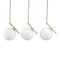 GLOBOSTAR® MONROE 00955 Μοντέρνο Κρεμαστό Φωτιστικό Οροφής με Ντουί 3 x E27 AC 220-240V IP20 - Χρυσό & Λευκό - Μ74 x Π25 x Υ50cm