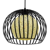 GLOBOSTAR® CARTER 00960 Μοντέρνο Κρεμαστό Φωτιστικό Οροφής με Ντουί 1 x E27 AC 220-240V IP20 - Μαύρο & Μπεζ - Μ28 x Π28 x Υ23cm