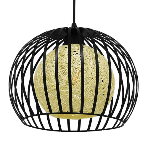 GLOBOSTAR® CARTER 00960 Μοντέρνο Κρεμαστό Φωτιστικό Οροφής με Ντουί 1 x E27 AC 220-240V IP20 - Μαύρο & Μπεζ - Μ28 x Π28 x Υ23cm
