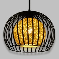 GLOBOSTAR® CARTER 00960 Μοντέρνο Κρεμαστό Φωτιστικό Οροφής με Ντουί 1 x E27 AC 220-240V IP20 - Μαύρο & Μπεζ - Μ28 x Π28 x Υ23cm